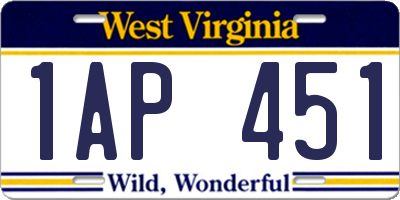 WV license plate 1AP451