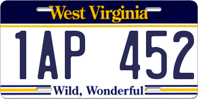 WV license plate 1AP452