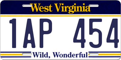 WV license plate 1AP454