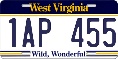 WV license plate 1AP455