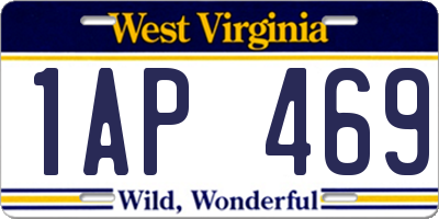 WV license plate 1AP469