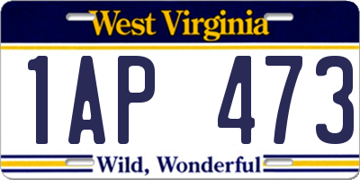 WV license plate 1AP473