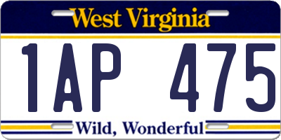 WV license plate 1AP475