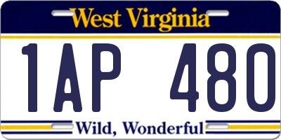 WV license plate 1AP480