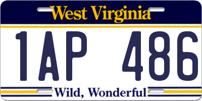 WV license plate 1AP486