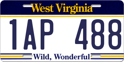 WV license plate 1AP488