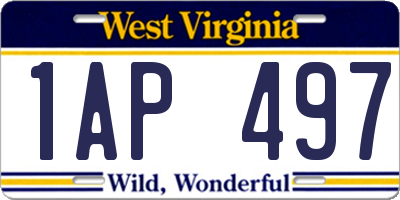 WV license plate 1AP497