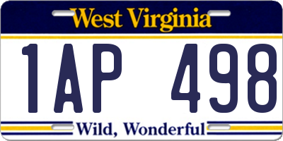 WV license plate 1AP498