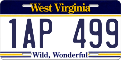 WV license plate 1AP499