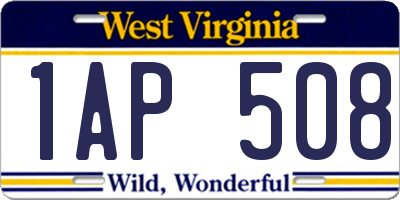 WV license plate 1AP508