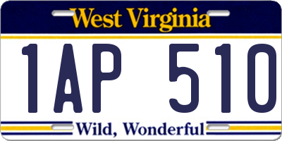 WV license plate 1AP510