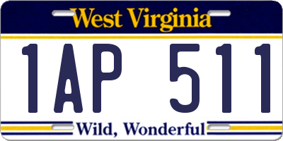 WV license plate 1AP511