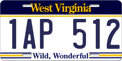 WV license plate 1AP512