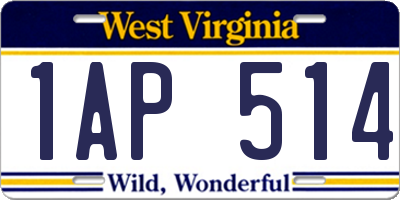 WV license plate 1AP514