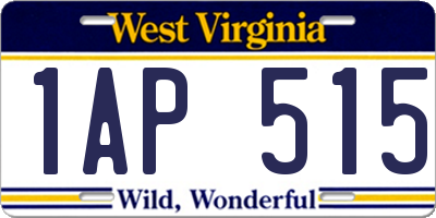 WV license plate 1AP515