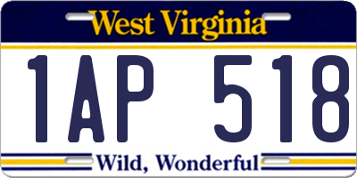WV license plate 1AP518