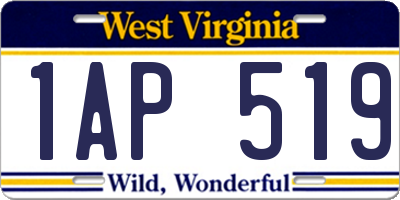 WV license plate 1AP519