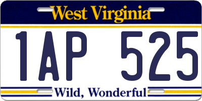 WV license plate 1AP525