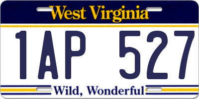 WV license plate 1AP527
