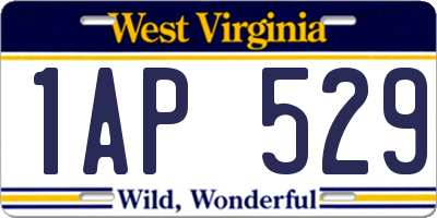 WV license plate 1AP529