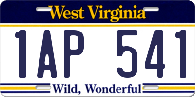 WV license plate 1AP541