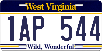 WV license plate 1AP544