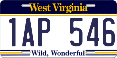 WV license plate 1AP546