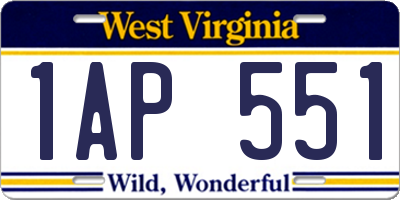 WV license plate 1AP551