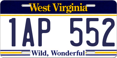 WV license plate 1AP552
