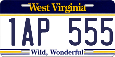 WV license plate 1AP555