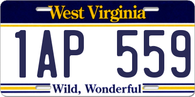 WV license plate 1AP559