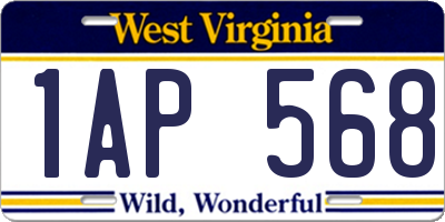 WV license plate 1AP568