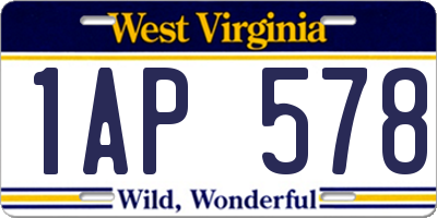 WV license plate 1AP578