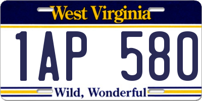 WV license plate 1AP580