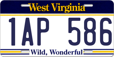 WV license plate 1AP586