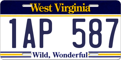 WV license plate 1AP587