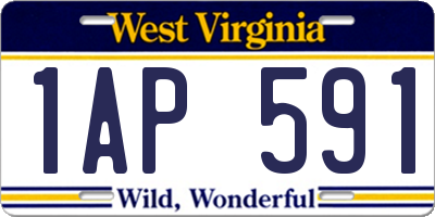 WV license plate 1AP591
