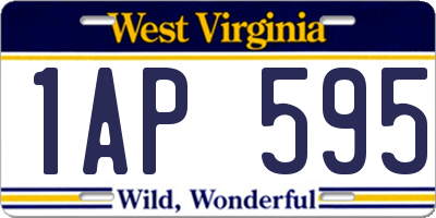 WV license plate 1AP595