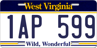 WV license plate 1AP599