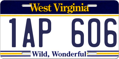 WV license plate 1AP606