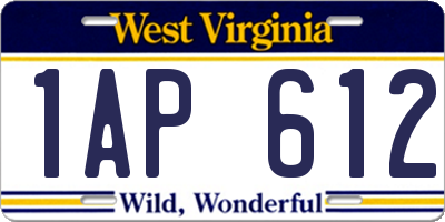 WV license plate 1AP612