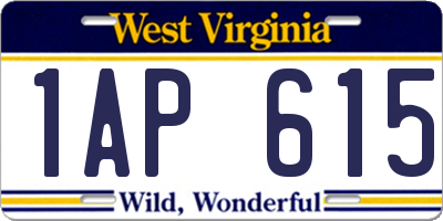 WV license plate 1AP615