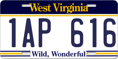 WV license plate 1AP616
