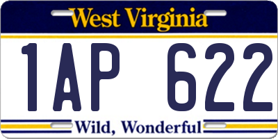 WV license plate 1AP622