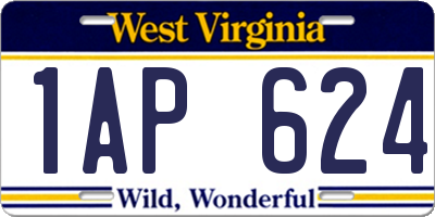 WV license plate 1AP624