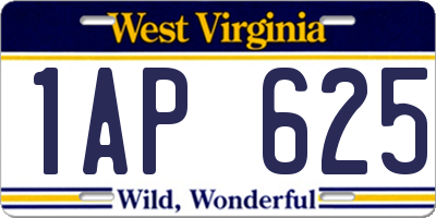 WV license plate 1AP625