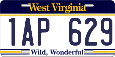 WV license plate 1AP629
