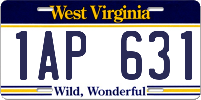 WV license plate 1AP631