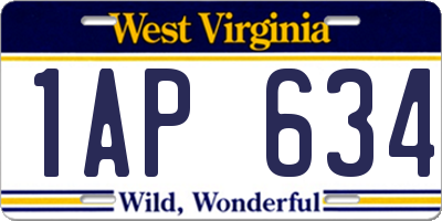 WV license plate 1AP634