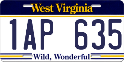 WV license plate 1AP635